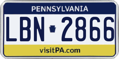 PA license plate LBN2866