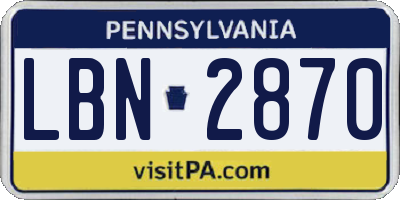 PA license plate LBN2870