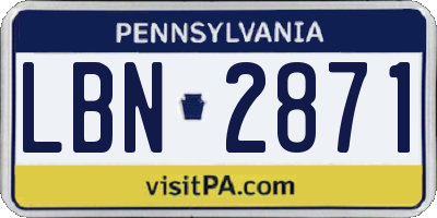 PA license plate LBN2871