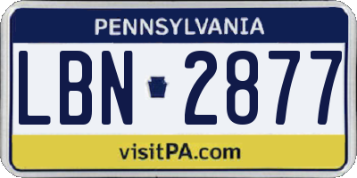 PA license plate LBN2877
