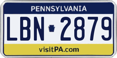PA license plate LBN2879