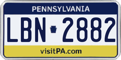 PA license plate LBN2882