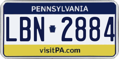 PA license plate LBN2884