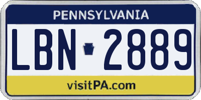 PA license plate LBN2889