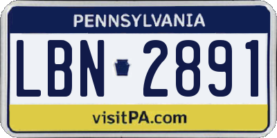 PA license plate LBN2891