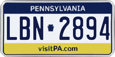 PA license plate LBN2894