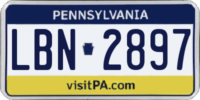 PA license plate LBN2897