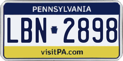 PA license plate LBN2898