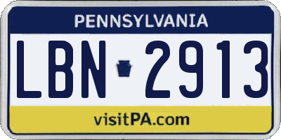 PA license plate LBN2913