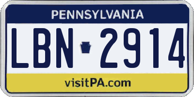 PA license plate LBN2914