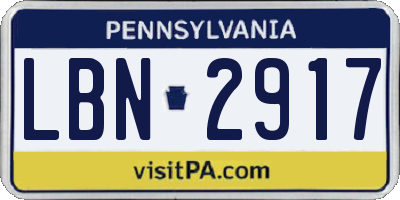 PA license plate LBN2917
