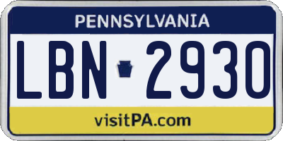 PA license plate LBN2930