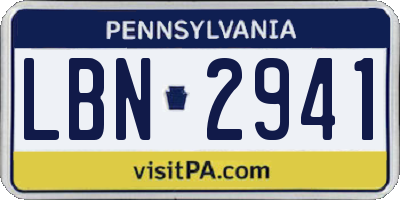PA license plate LBN2941