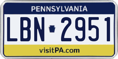 PA license plate LBN2951