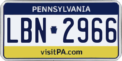 PA license plate LBN2966