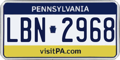 PA license plate LBN2968