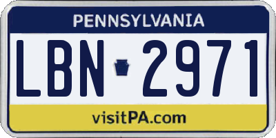 PA license plate LBN2971