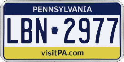 PA license plate LBN2977