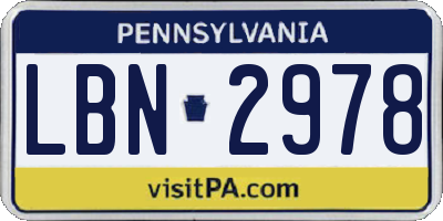 PA license plate LBN2978