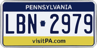 PA license plate LBN2979
