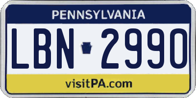 PA license plate LBN2990