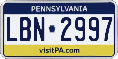 PA license plate LBN2997