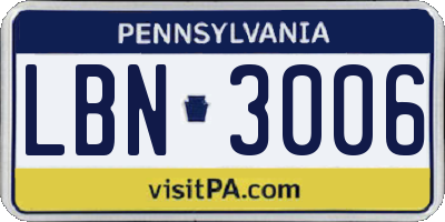 PA license plate LBN3006
