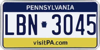PA license plate LBN3045