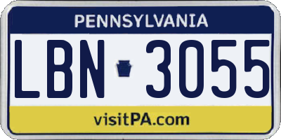 PA license plate LBN3055