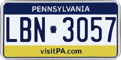 PA license plate LBN3057