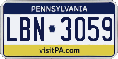 PA license plate LBN3059