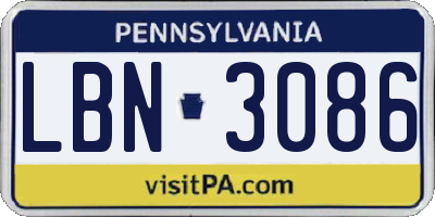 PA license plate LBN3086