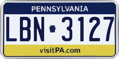 PA license plate LBN3127