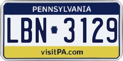 PA license plate LBN3129