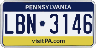PA license plate LBN3146