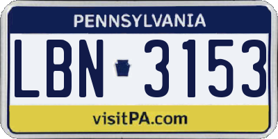 PA license plate LBN3153