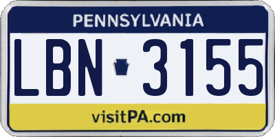 PA license plate LBN3155