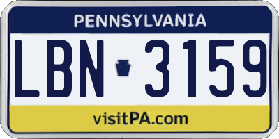 PA license plate LBN3159