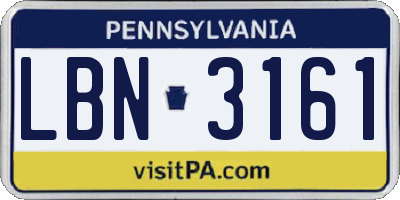PA license plate LBN3161