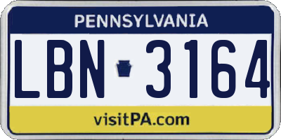 PA license plate LBN3164