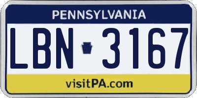 PA license plate LBN3167