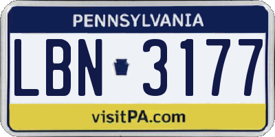 PA license plate LBN3177