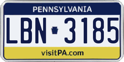 PA license plate LBN3185