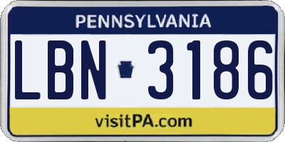 PA license plate LBN3186