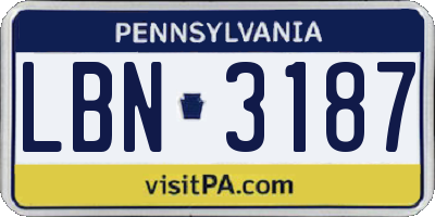 PA license plate LBN3187