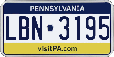 PA license plate LBN3195