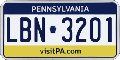 PA license plate LBN3201