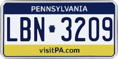 PA license plate LBN3209