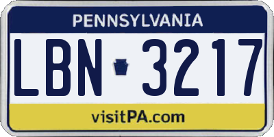PA license plate LBN3217