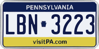 PA license plate LBN3223